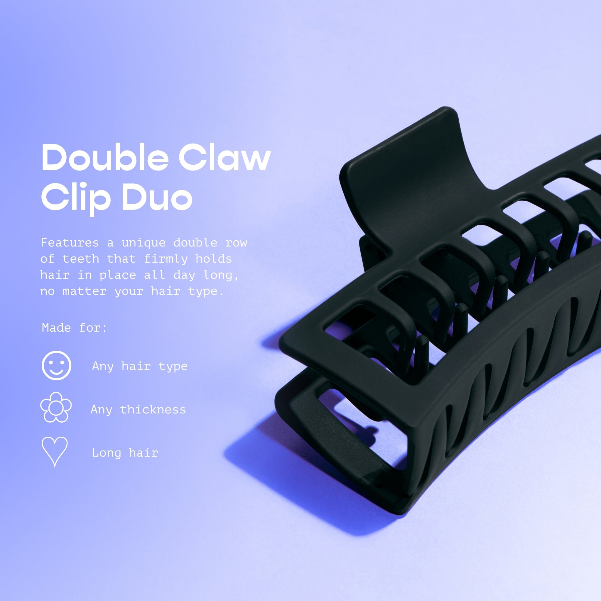 Rectangle Double Teeth Claw Clip Duo