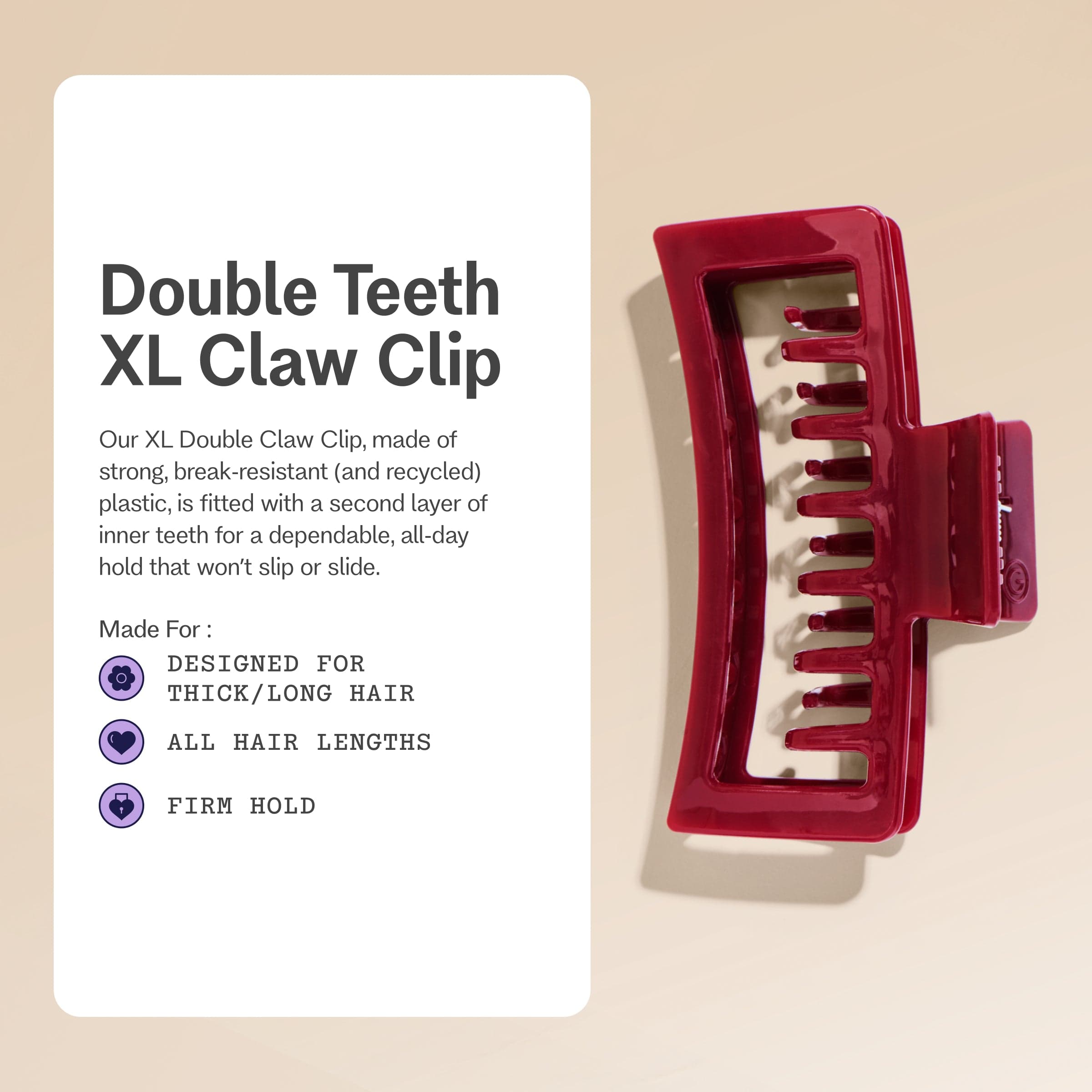 Double Teeth XL Claw Clip in City Rouge